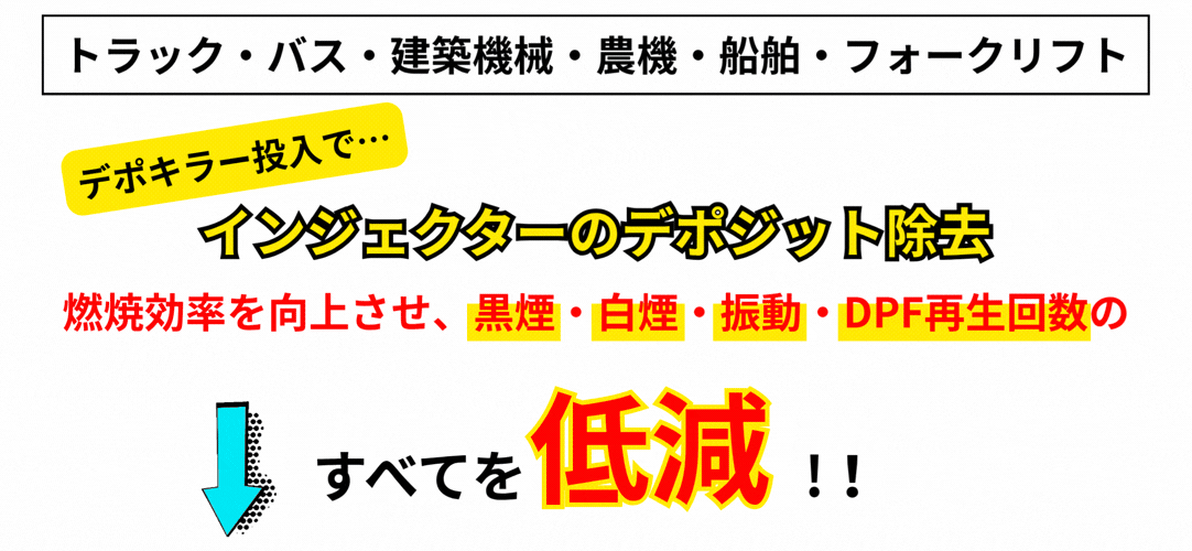 燃料添加剤「デポキラー」DPF詰まり・ インジェクター汚れに悩む